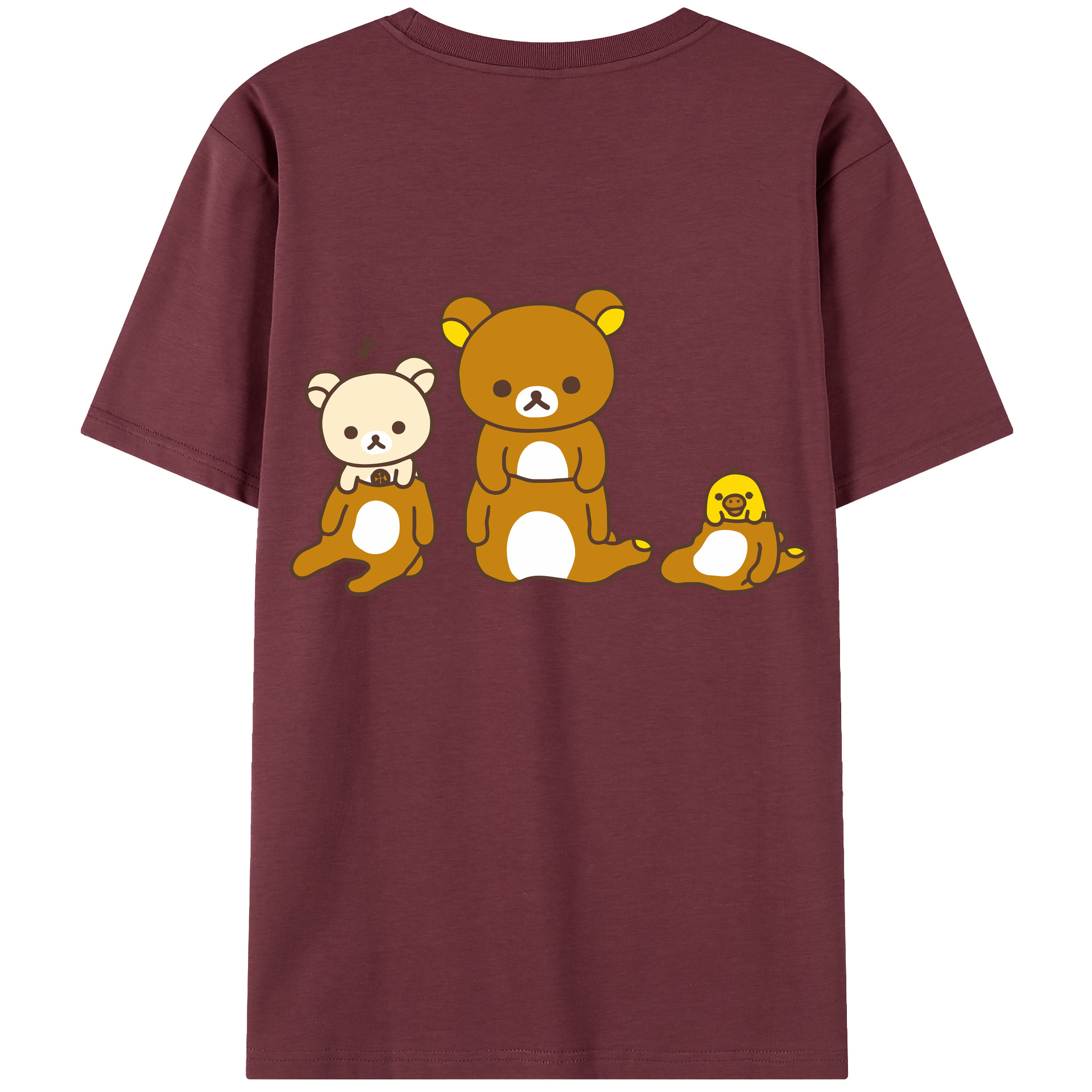 （画像用） リラックマ リラックマ キイロイトリ Rilakkuma Korilakkuma Kiiroitori 綿100％半袖Tシャツ（背面プリント）
